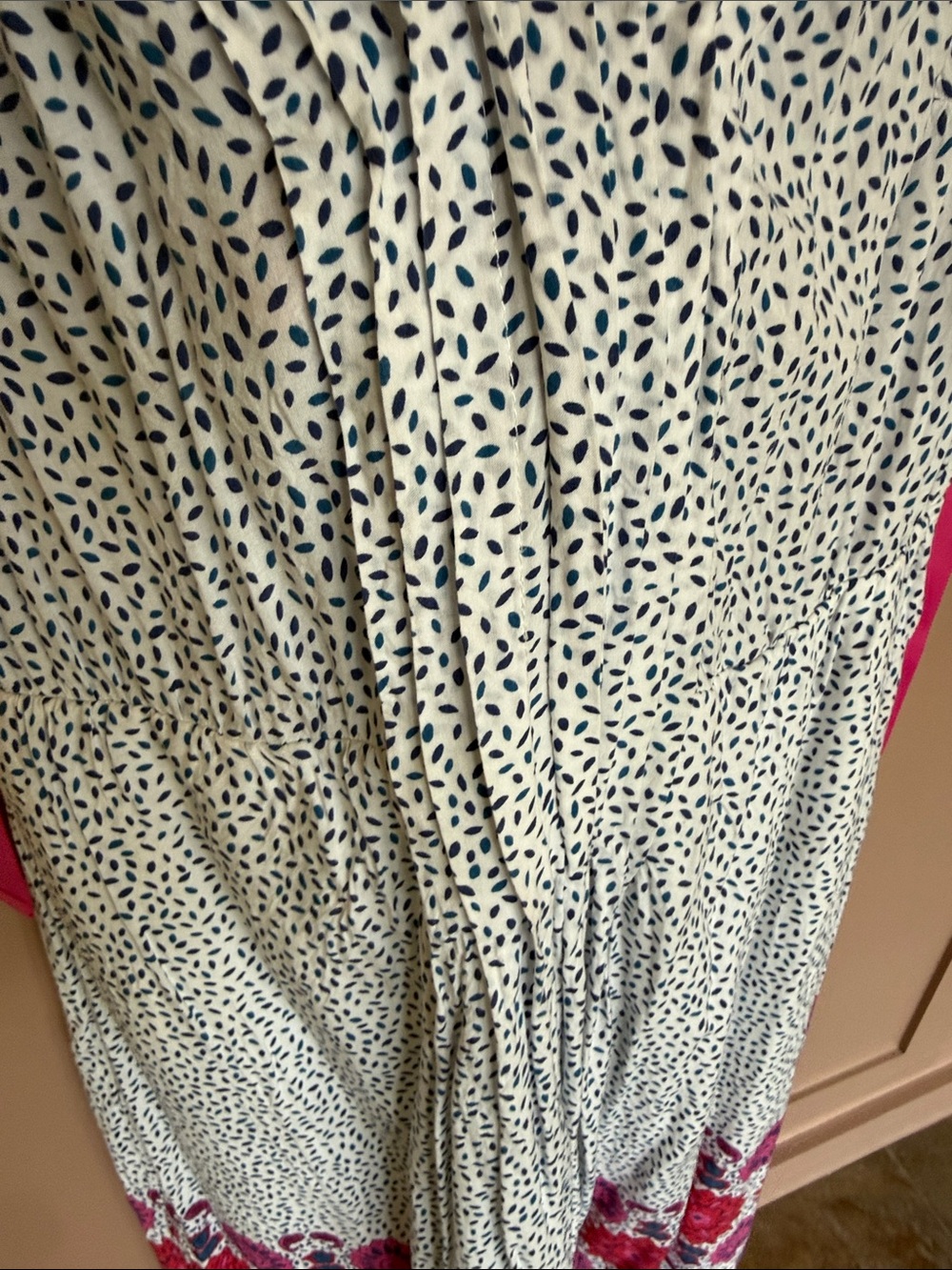 Boden Women’s White and Pink Floral Border Summer Dress (6) - Picture 6 of 8